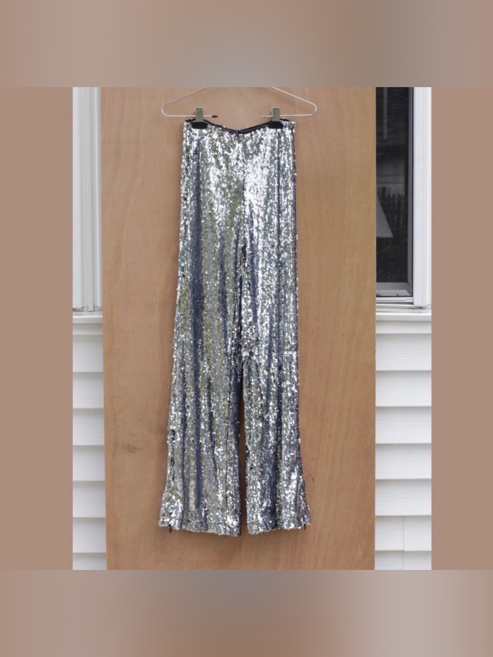 Silver Sequin Pants - small